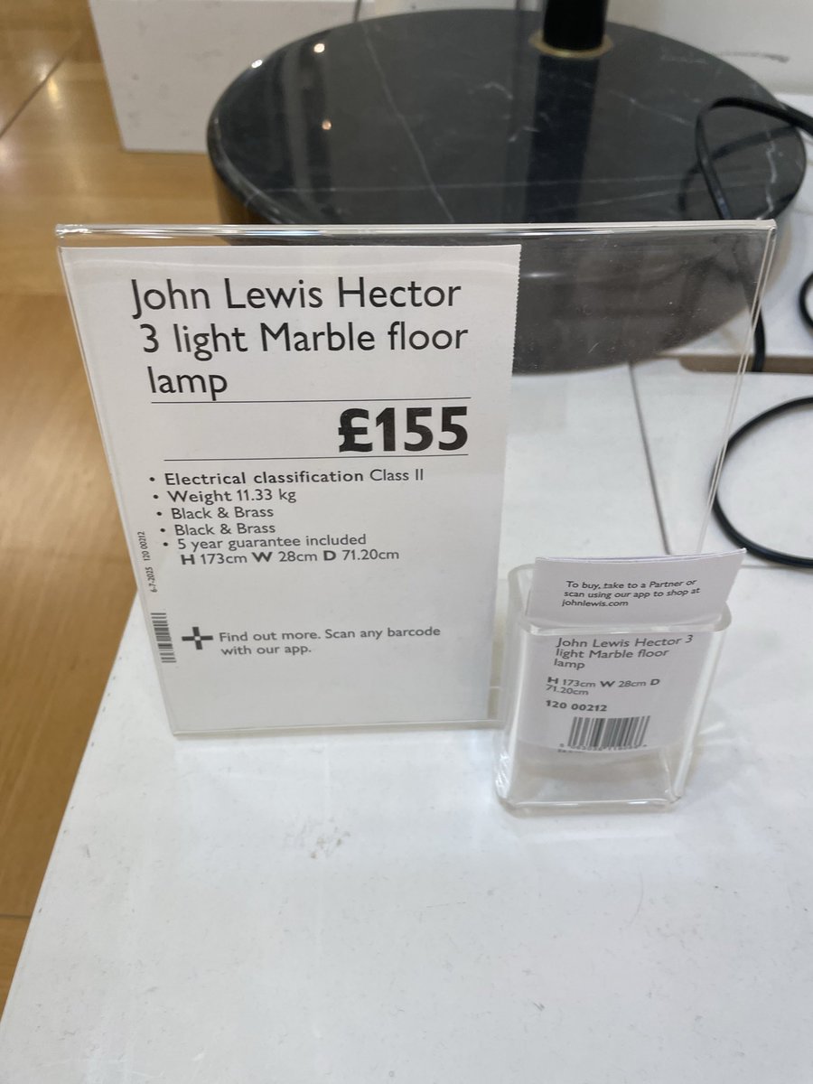 daisyflower1981's tweet photo. @JohnLewisRetail Saw this lamp in Leicester on Saturday. Been online to buy it now and it says £210 on the website? It was very clearly labelled as £155 in store? https://t.co/HPCLIrkyLF