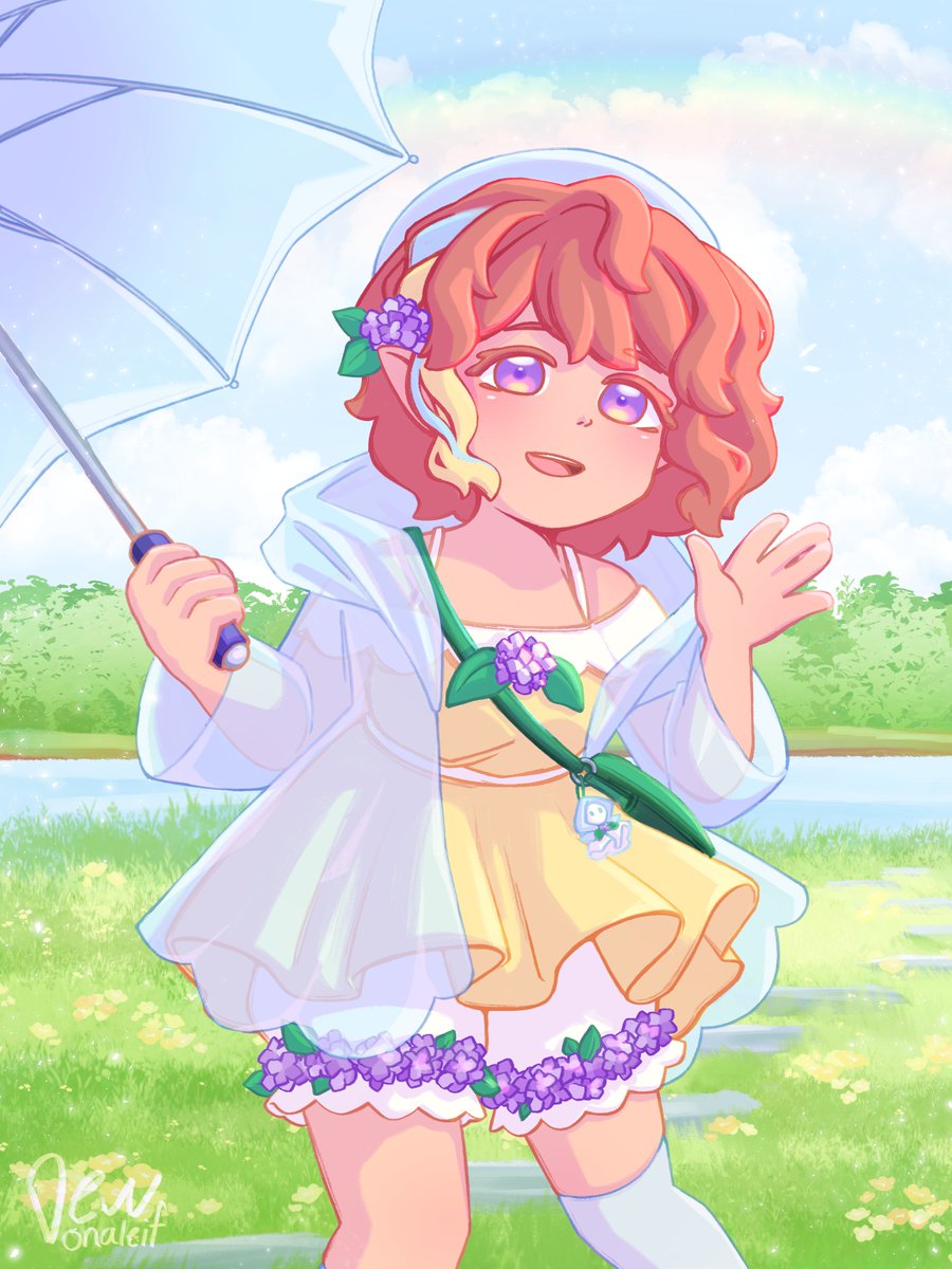 dewonaleif's tweet photo. The rain cleared up, my charm really works! <3 

Haroo!! I'm Dew, a rain wisp vtuber coming your way. I draw, sing, and sew too! Be my friend ⸜(*ˊᗜˋ*)⸝? 

#vtuber #envtuber https://t.co/t7VFeeHww6