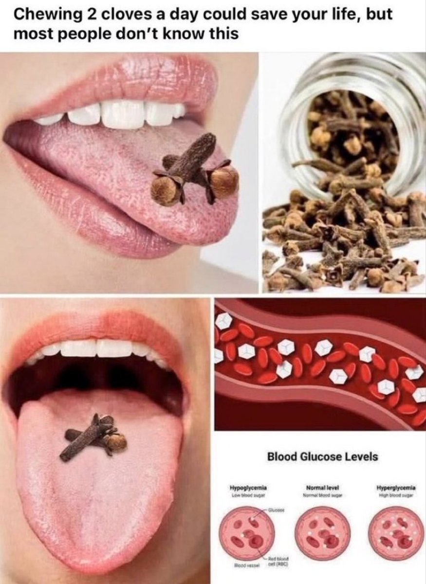 HEALTH__LIVING's tweet image. Chew 1-2 Cloves Daily with Water for Major Health Benefits 🚨

Swallow 1-2 cloves daily with water for:
- Men’s health: May improve ED in 14-21 days
- Chronic conditions: May help manage diabetes &amp;amp; hypertension in 28 days
- Women’s health: May support conception
- Infections:…