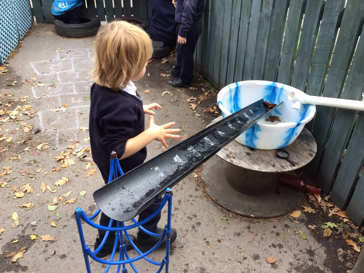 Receptionmonksd's tweet image. We love exploring outside. Today we explored the sand, acted out stories and investigated how far the cars and acorns rolled. #classR1