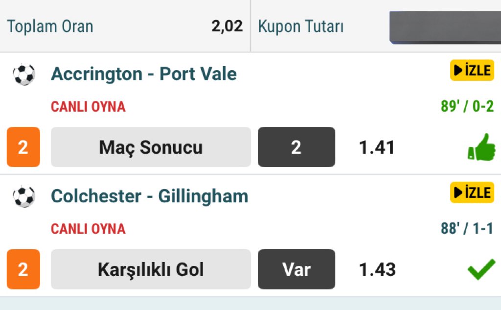 VORTEX SÖZ VERİRSE KAZANDIRIR 🫡

2.02  ORNALI KOMBİNE 2 MAÇ ✅

2/1 BAHSİ KAPALI OLUNCA CANLIDAN 4.00 ORAN YEDİK ✅

AFİYET OLSUN ❤️