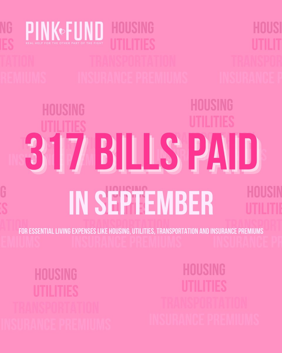 317 bills were paid in September! That’s 317 moments of relief for breast cancer patients who could finally breathe a little easier. To our incredible donors, your kindness isn’t just generosity—it’s hope in action. Thank you for lifting burdens and changing lives every day! 💕