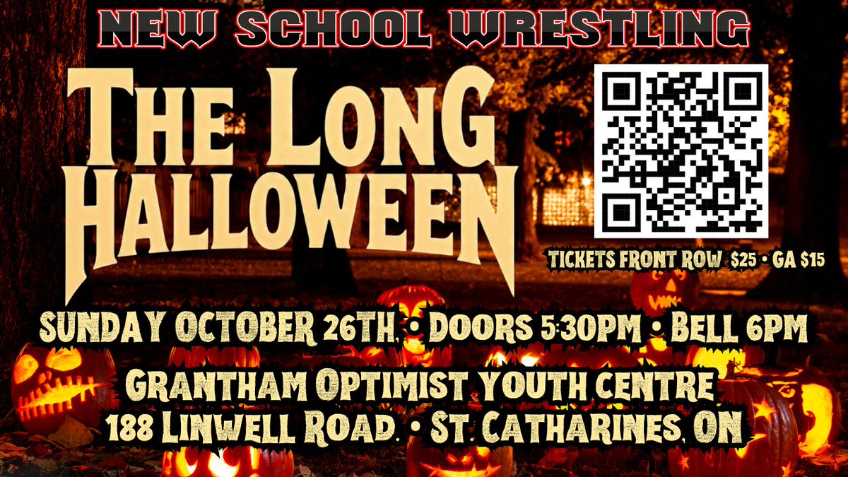NSWisBACK's tweet image. THE LONG HALLOWEEN
Sunday October 26TH, 2025
Doors 5:30pm • Bell 6pm
Grantham Optimist Youth Centre
188 Linwell RD, St. Catharines

TICKETS ON SALE NOW