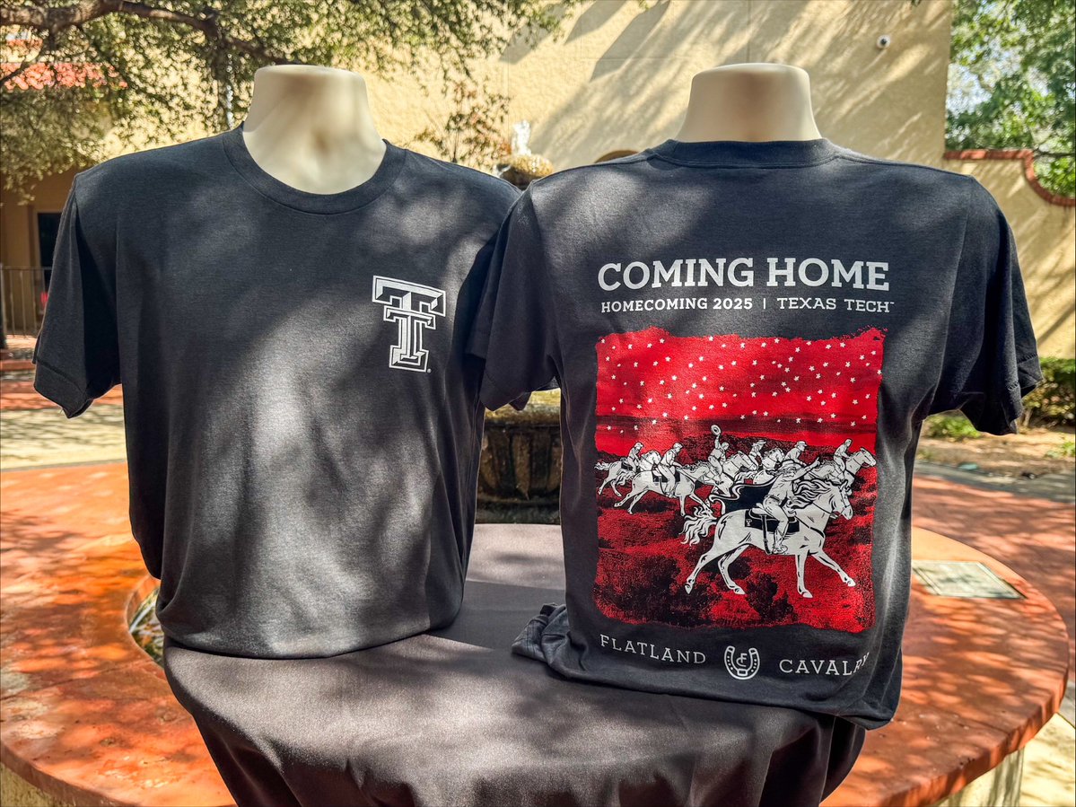 TTUAlumniAssoc's tweet image. What’s better than a Texas Tech Homecoming? One with a Flatland Calvary concert and exclusive merch!

Get this year’s $35 Homecoming tee at the McKenzie-Merket Alumni Center and wear it Friday night at the concert!
#OneOfUs #WreckEm #TexasTechHomecoming