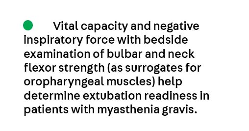 Key Point 5 from the article Autoimmune Myasthenia Gravis by Dr. Vern Juel from the October Muscle and Neuromuscular Junction Disorders issue, which is available to all at hubs.la/Q03LwBS20.
#Neurology #MedEd #NeuroTwitter