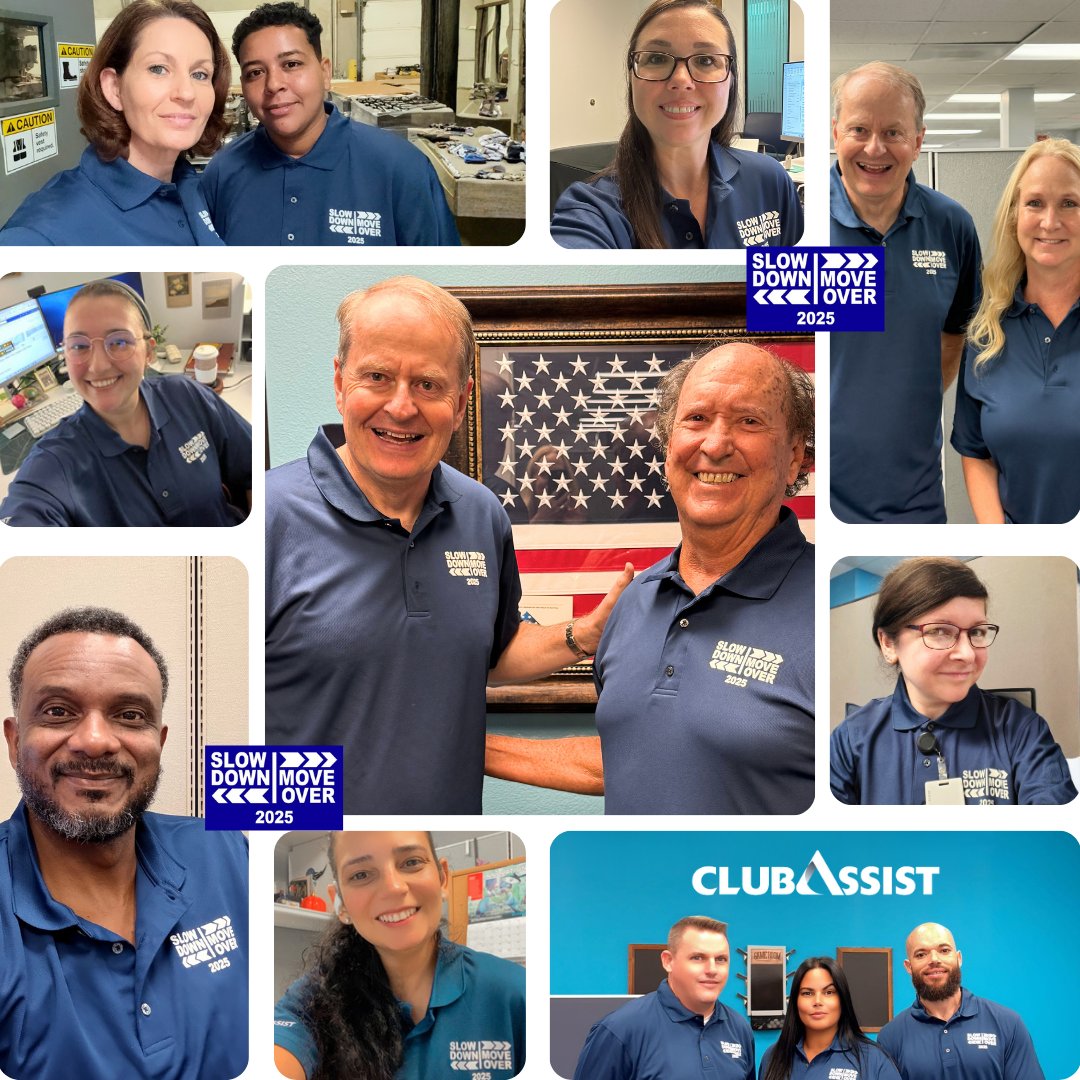 ClubAssistNA's tweet photo. All month long, Club Assist teams across North America are wearing their Slow Down Move Over shirts from @theNAPAnetwork every Monday to help spread the word: Slow Down. Move Over. It's the Law. https://t.co/KJuOeW63NN