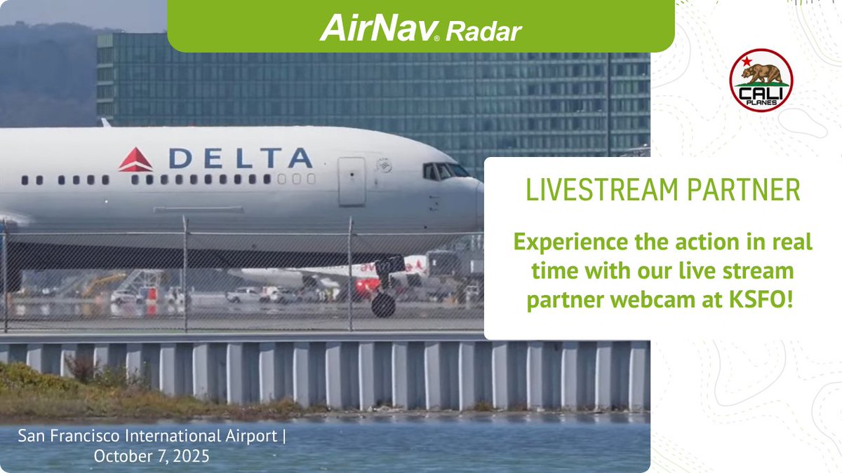 AirNavRadar's tweet image. 📍 KSFO LIVE | October 7, 2025 

San Francisco International Airport — watch real-time air traffic like never before! 

🔴 Watch live: youtube.com/watch?v=zAfQRS…
🌍 Explore more live cams worldwide: airnavradar.com/cameras

#AirTraffic #LiveStream #KSFO #SanFrancisco #FlightTracking