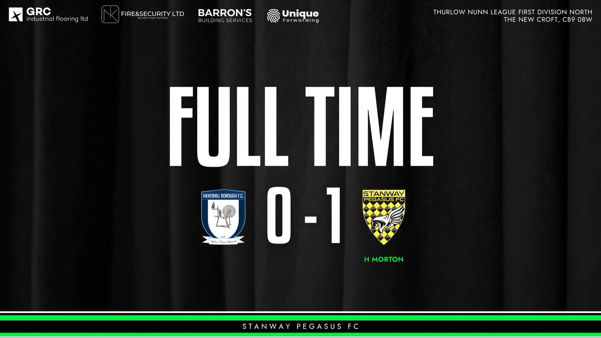 Stanway Pegasus FC (@stanwaypegasus) on Twitter photo 🔚 FULL TIME
Morton’s first half goal proves the difference as we take all three points at The New Croft. A huge win for the team!
<a href="/HB_FC/">Haverhill Borough FC</a> || 🔴 0–1 🟢 || #UTSP 🔚 FULL TIME
Morton’s first half goal proves the difference as we take all three points at The New Croft. A huge win for the team!
<a href="/HB_FC/">Haverhill Borough FC</a> || 🔴 0–1 🟢 || #UTSP