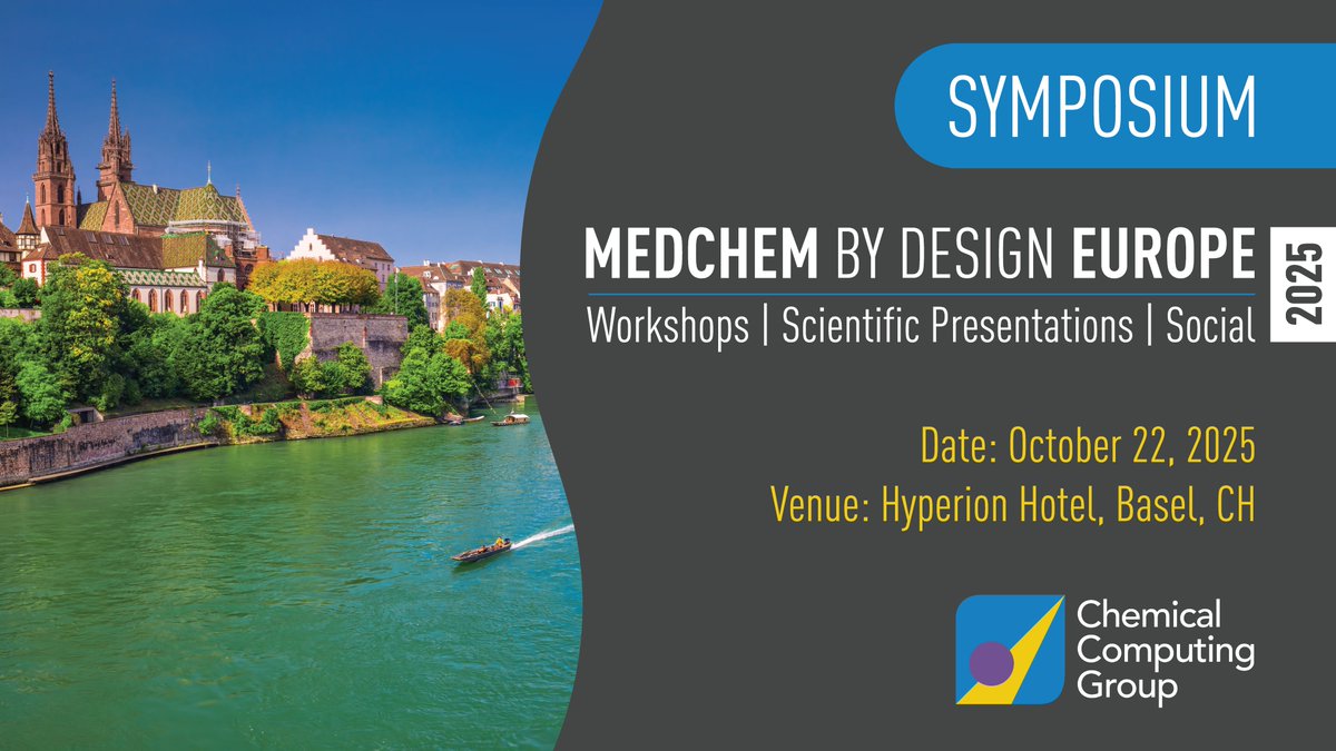 On behalf of the Organizing Committee, we’re excited to announce the MedChem by Design Europe 2025 agenda #Basel Oct 22 🎉😎👉 bit.ly/46mi6op 1-day symposium exploring the benefits of computer-aided #SBDD #LBDD #FBDD techniques for medicinal chemists #MedChem #CompChem
