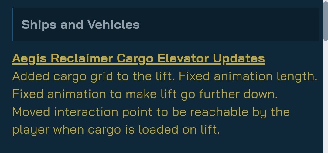 Esto! Esto es un ajuste de QoL que mejora la experiencia con la Reclaimer. 😊