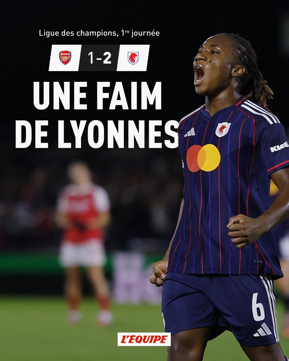 lequipe's tweet photo. Les Lyonnaises s'offrent les tenantes du titre en ouverture de la Ligue des champions > https://t.co/LM22gGLCrk https://t.co/pYmNj4Xvuu