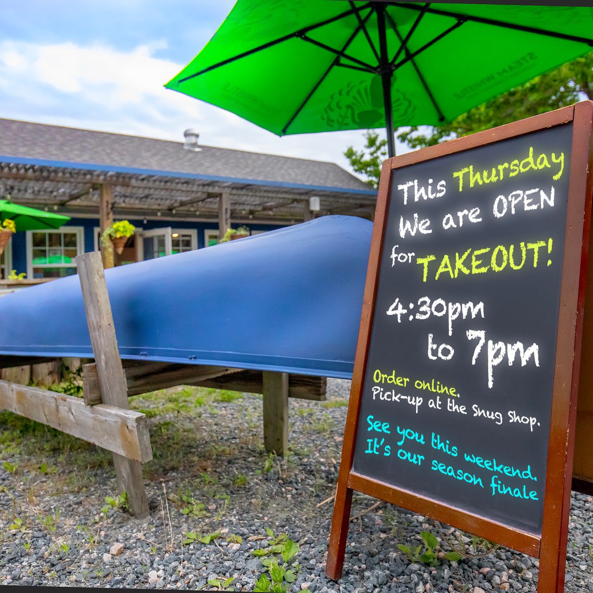 Thursday Oct 9th, Gilly's  is OPEN for takeout dinner: 4:30-7pm. Online orders w/ pickup at the Gilly's Snug Harbour Restaurant and Marina Snug Shop.
Online order link: mylightspeed.app/CWCAUSOQ/C-ord…

AND see you this weekend for their Season Finale. Open Fri, Sat, Sun &amp; holiday Monday.