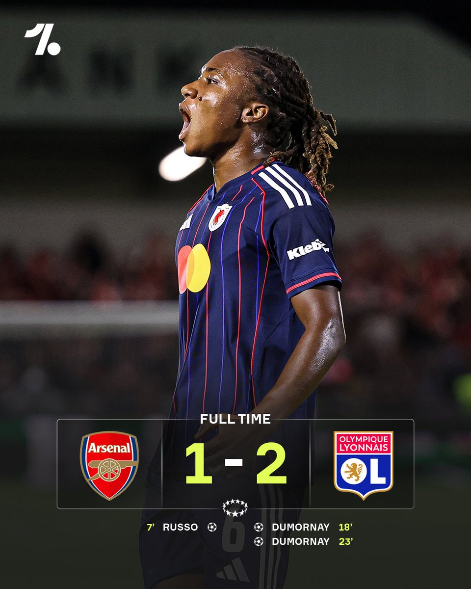 OneFootball's tweet photo. Lyon beat reigning UWCL champions Arsenal in the opening game of campaign’s league phase 🔥🤩🏆 https://t.co/KmvWzuQxX1