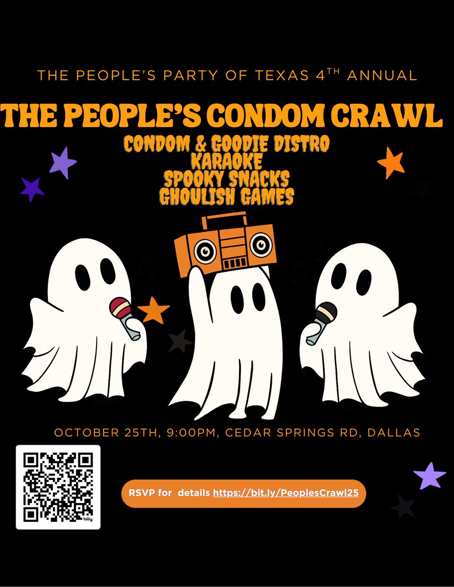 Help us distro hundreds of safer sex and harm reduction supplies on October 25th in Dallas!

RSVP here for details:
bit.ly/PeoplesCrawl25