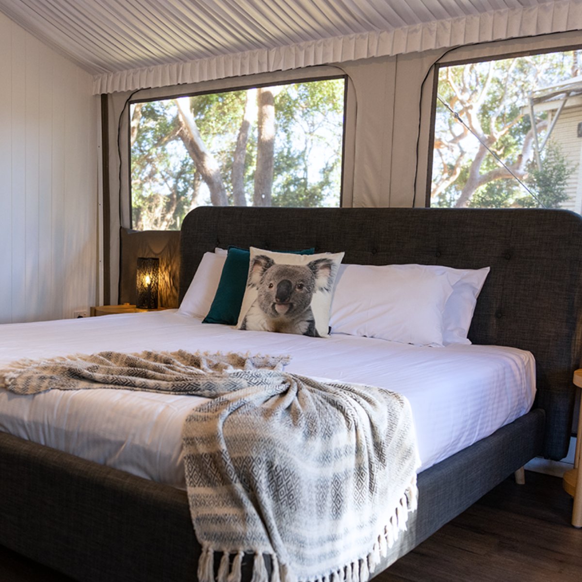 Every detail counts when you’re glamping among the gum trees. 🌿⛺

Inside our glamping tents, you’ll find thoughtful touches, like our cuddly koala pillows, that make your stay feel extra special. 

Book a last minute School Holiday stay! bit.ly/3ItgrE6