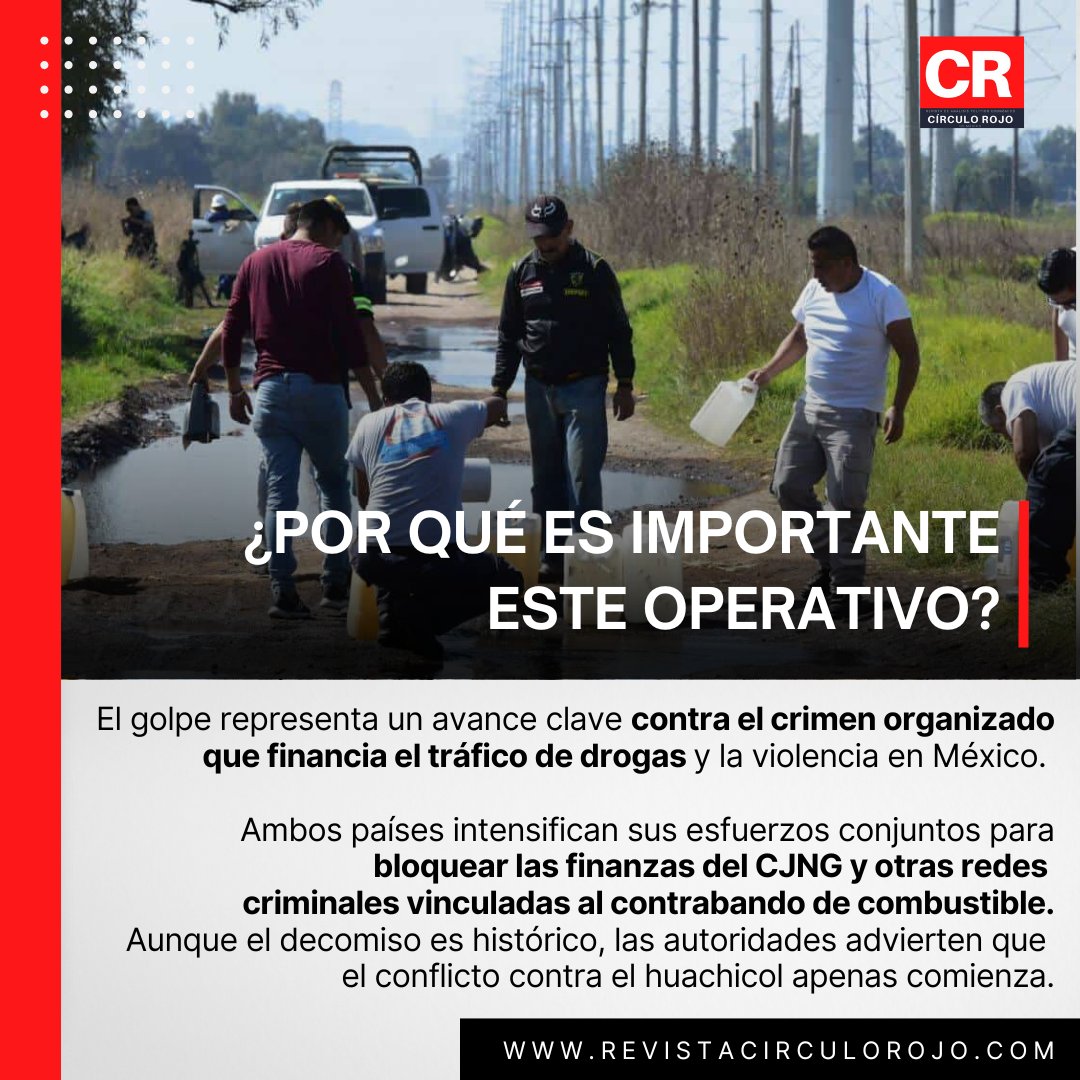 🚨 Golpe binacional contra el huachicol

México y EE.UU. decomisaron 750 mil litros de combustible ilegal en Tamaulipas. El operativo reveló una red con vínculos empresariales y funcionarios corruptos, marcando un avance clave en la lucha contra el robo de combustible.

#México