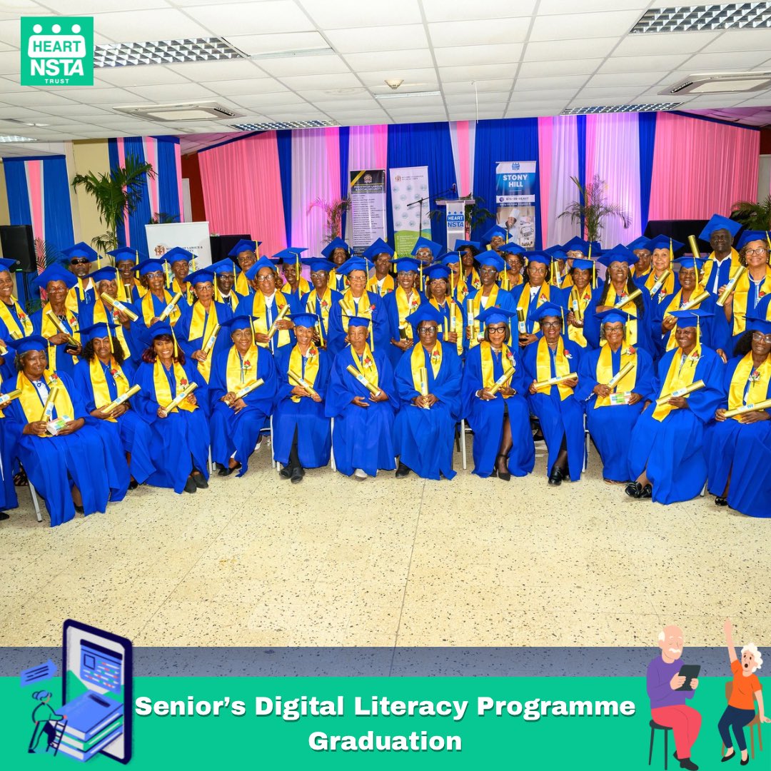 heartnstatrust's tweet image. The HEART/NSTA Trust, in collaboration with the Ministry of Labour and Social Security (National Council for Senior Citizens), recently celebrated the graduation of senior citizens from the ICT Digital Literacy Programme at the Stony Hill Academy.