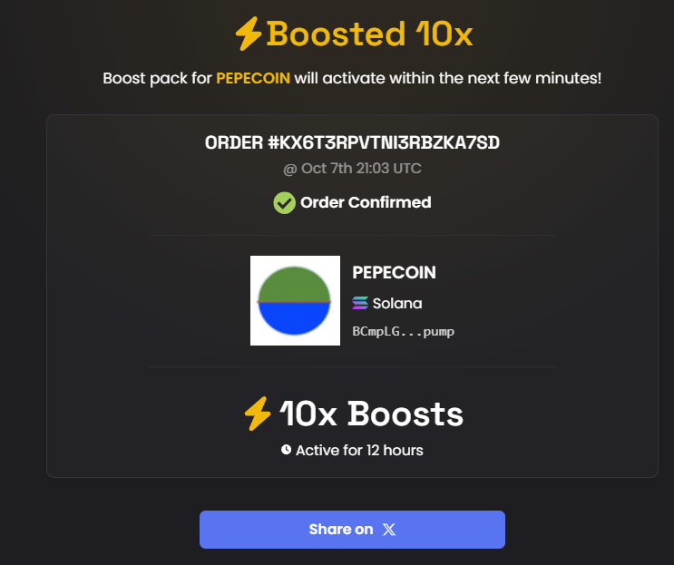 Mavericks100xs's tweet photo. Another 10x boost paid lfg were just warming up the ship! $PEPECOIN to billions !

CA: BCmpLG9wsbTCy5DxBM92SFHSSeLoXQxqgm9papiipump https://t.co/5HYXbf6crI