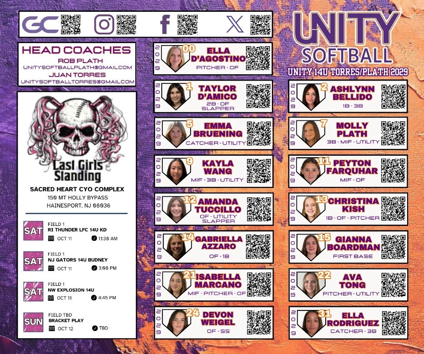GabriellaAzzaro's tweet image. Looking forward to a great weekend at Last Girls Standing in NJ  for an Alliance Qualifier! 💜🧡
@Unity14uPlath @thealliancefp
@CoastRecruits @EC_Recruit @DirectRecruits @SoftballDown @ExtraInningSB @ImpactRetweets
@VAUnitySB @TGETalent
@UnityCoachJosh