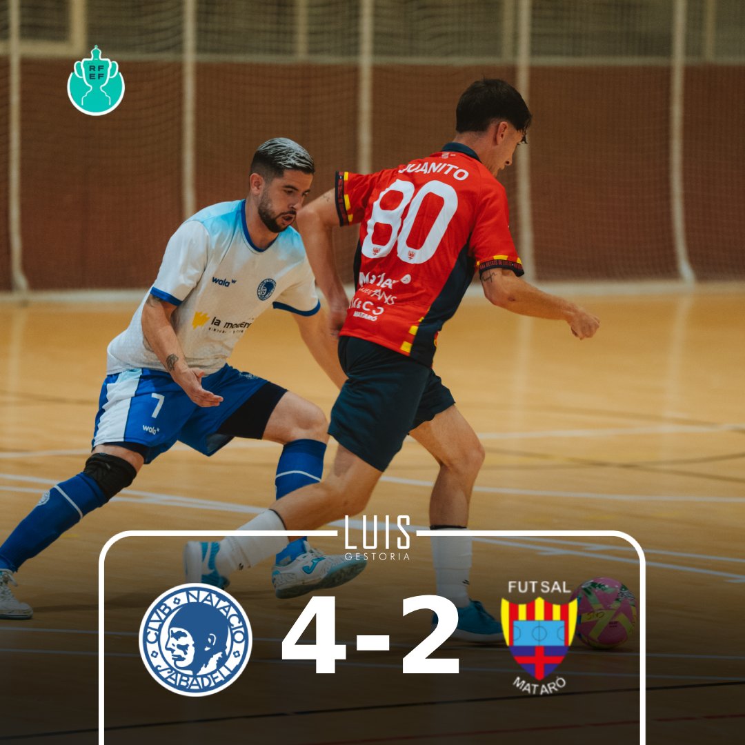 ADEU A LA COPA: EL FUTSAL GESTORIA LUIS MATARÓ CAU 4–2 A SABADELL

Els mataronins s’acomiaden de la Copa de SM el Rei a la segona eliminatòria després de perdre davant el CN Sabadell (4–2) en un partit intens i amb alternatives, sobretot a la represa.