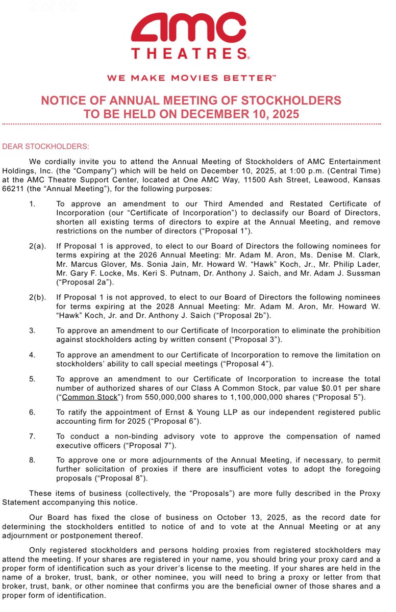Tony_Denaro's tweet image. AMC proxy is published including Proposal 5 to increase authorized shares from 550M to 1.1B $AMC #AMC