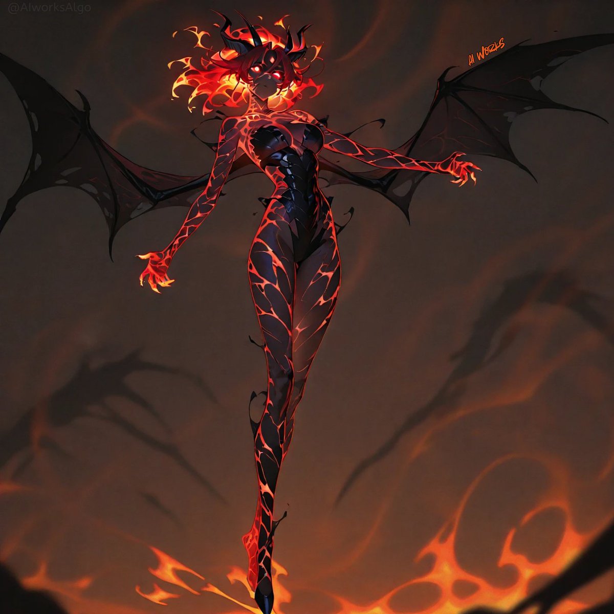 AIworksAlgo's tweet image. From embers to empires, she scorches the skyline.🔥