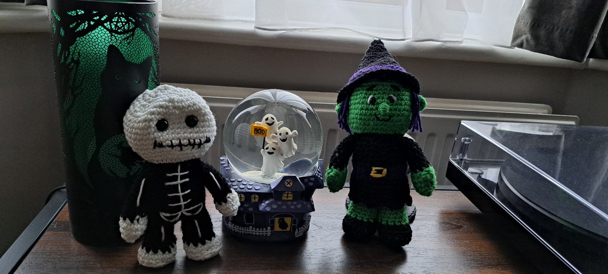 Guys you can tell its Halloween in our house! She made a skeleton to go with the witch..apparently the skeleton will glow in the dark..😆💀👻🧙‍♀️