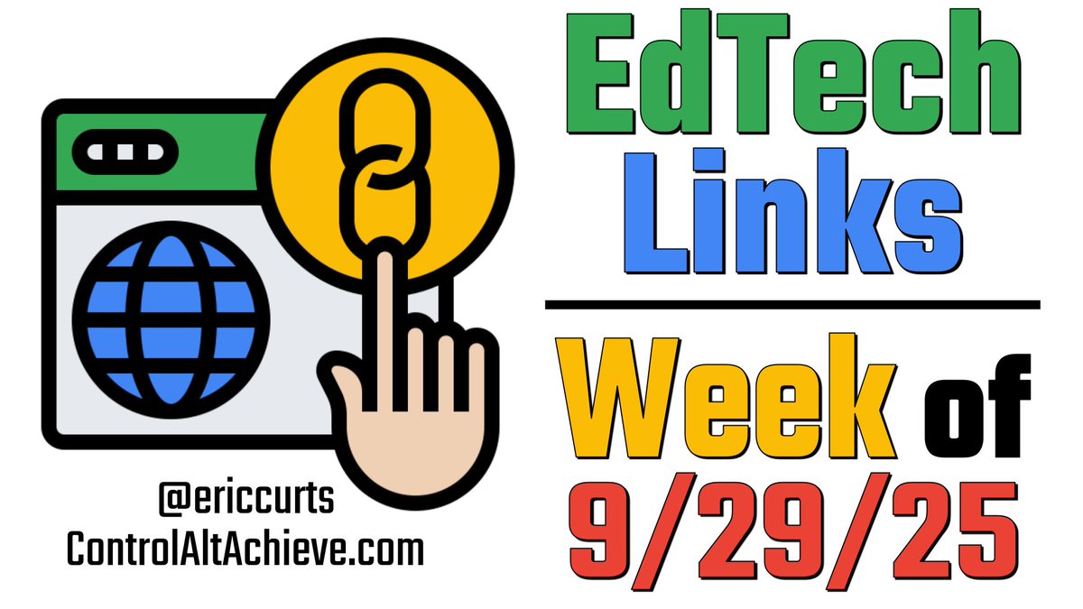 ericcurts's tweet image. EdTech Links from last week - controlaltachieve.com/2025/09/lotw-2…

💀 4 Googley Halloween Activities
📅 Calendar Templates for the 26/27 School Year
📰 What&apos;s New in Google?
🗞️ Free Access to The Atlantic
🔄 Mixboard
🛠️ MakerEd Educators Forum
🚨 Factile Jeopardy Game Maker

#edtech