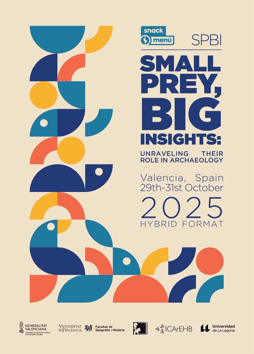 🐰 Del 29 al 31 d'octubre vos esperem en el congrés internacional d'#Arqueozoologia "Small prey, big insights: Unraveling their role in Archaeology" dedicat a l'estudi de xicotetes preses, que tindrà lloc en la <a href="/UV_EG/">Universitat València</a> i el #Mupreva, en format híbrid

ℹ️ cutt.ly/fr0LbqN3