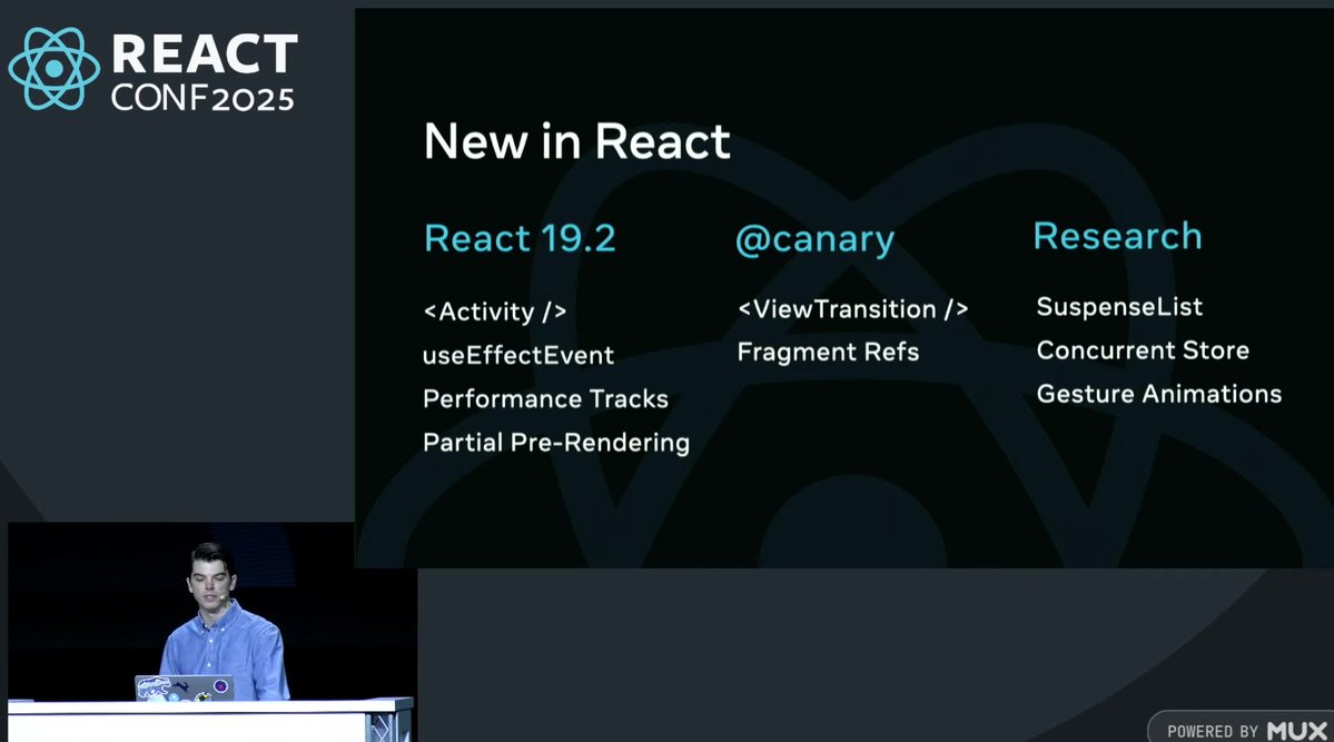 ccsunnyweb's tweet image. New in React 19.2
#reactconf 
conf.react.dev