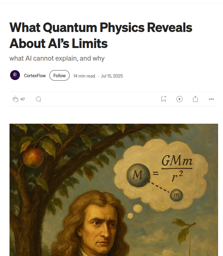 rohanpaul_ai's tweet photo. A nice piece here.

Quantum physics shows that you can predict outcomes with extreme accuracy while still lacking a clear story of why. That gap between prediction and explanation is the key lens for thinking about AI’s limits. 

Modern LLMs are trained to predict the next token. This objective rewards pattern matching, not building causal rules about the world. 

Transformer models learned to forecast planetary paths with high accuracy, yet failed to recover a single simple law like gravity, and they broke when shown new systems. This mirrors quantum theory’s success at “what” without a shared agreement on “why.” 

Understanding will require a compact world model that explains many cases with 1 rule, not many ad hoc rules. Humans form such models from very few examples because we face scarcity, which forces causal thinking. LLMs live in data abundance, so they settle for correlation. 

Today’s AI can be fluent and confident in familiar settings, then brittle and misleading when conditions shift, since it lacks a tested model of how the world works. 

So to move past this limit of current AI, training and architectures must reward explanation, not only prediction, for example by pushing models toward causal world models, hypothesis testing, and mechanisms we can inspect and guide.