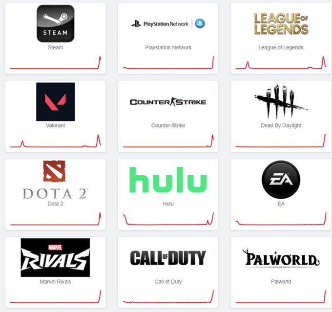 تعرضت شركة Riot Games وSteam ومنصات أخرى لهجمات DDoS.

هجمات DDos يعني تعليق سيرفات 
مثل الهاك في لعبة كود لما يعلق القيم 

(لاتخافوا حساباتكم مايصير لها شي)
  سيرفرات ستيم  #اخبار_ماكسر