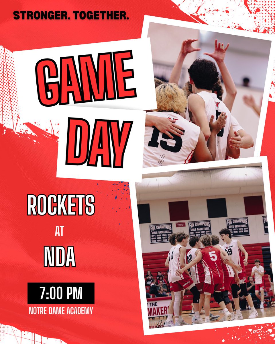 ❗️❕GAME DAY❕❗️

Rockets are on the road to Green Bay, Notre Dame Academy

JVs @ 5:30 pm
Varsity @ 7:00 pm

Stronger. Together. 🚀🏐
