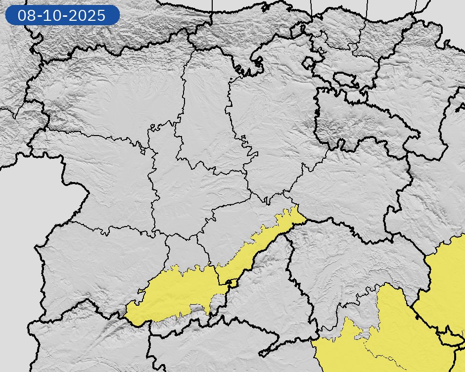 07/10 18:54 Avisos  activos mañana en Castilla y León por lluvias. Nivel máximo de aviso: amarillo.
Actualizaciones en aemet.es/es/eltiempo/pr…