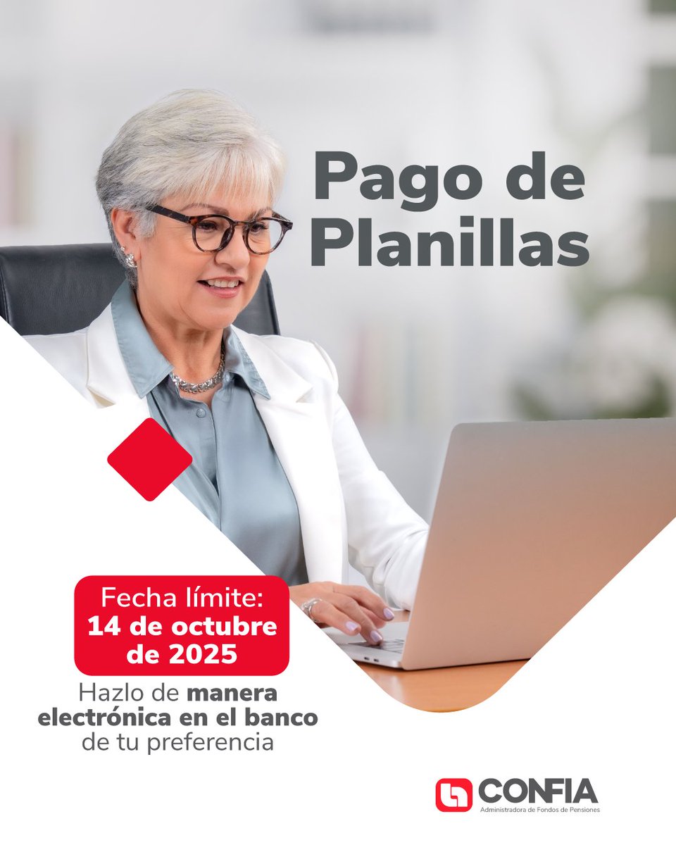📆 Empleador, recuerda que tienes hasta el 14 de octubre para realizar el pago de tu planilla.​

​Consulta más información en  ssf.gob.sv/planilla-unica/ o llámanos al 2267-7777 (opción 3).