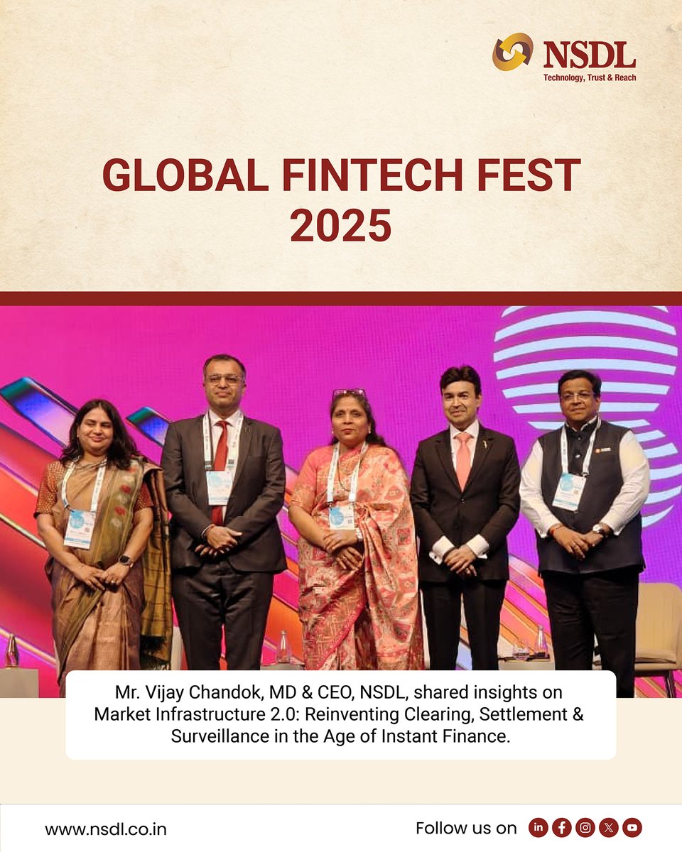 Mr. Vijay Chandok, MD &amp; CEO of NSDL, shared his insights today during a panel discussion at the Global Fintech Fest 2025 at Jio World Centre, Mumbai.

He emphasised that effective cybersecurity is not just about identifying risks, but about timely detection, continuous