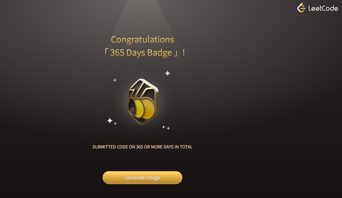 oneheuristic's tweet photo. 1 Year streak on Leetcode  , yay! https://t.co/qbo8aO2DfY