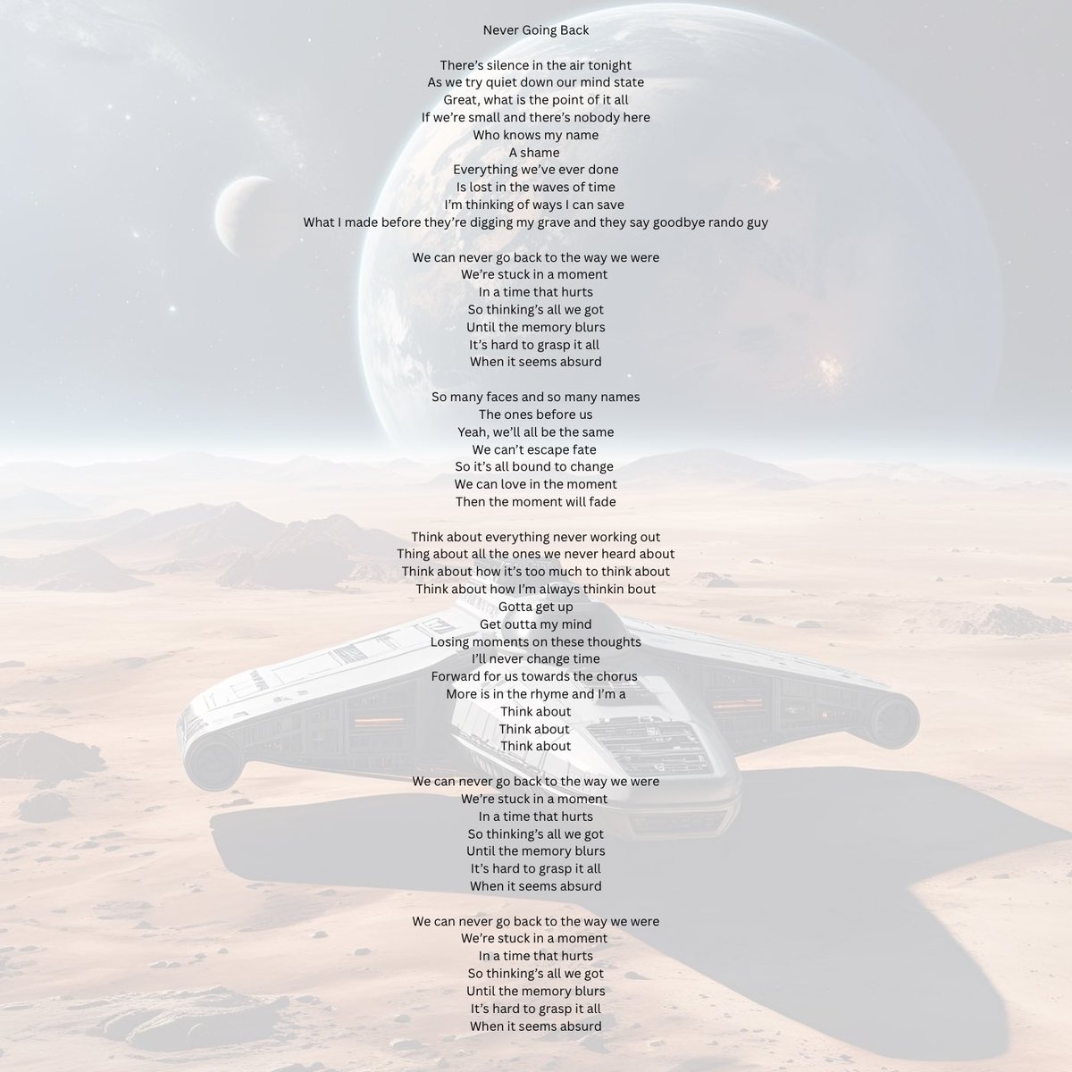 10. NEVER GOING BACK

Lyrics from track ten of Humanless Thing.

#synthwave #outrun #scifi #adventure #indiemusic