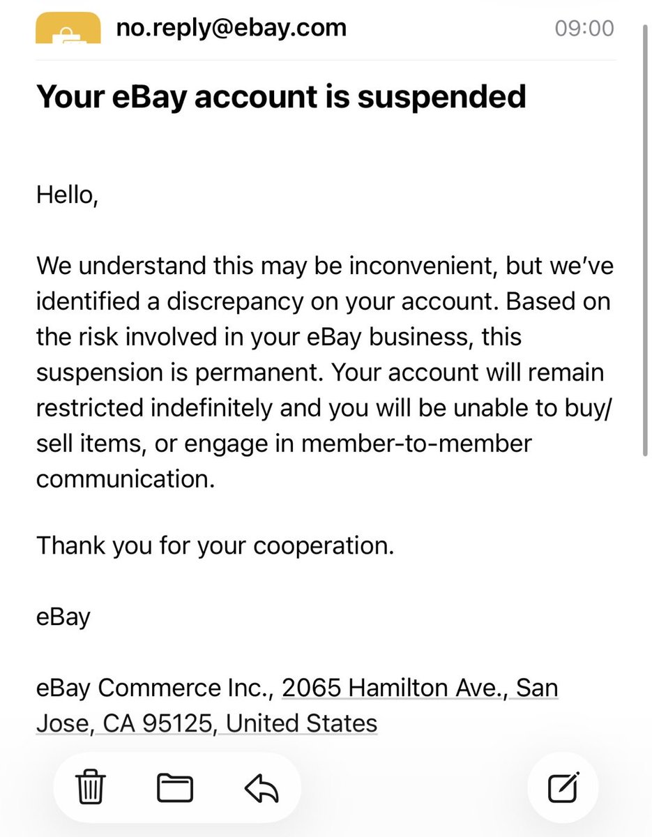 donfla1r's tweet image. I’ve been on @eBay for 21 of their 30 years. Buying, selling, and supporting the platform since the early days.
Today, they suspended my account with no warning, no reason, no help. Two decades of loyalty erased in seconds.
I need a new selling platform. #eBayFail #eBay
