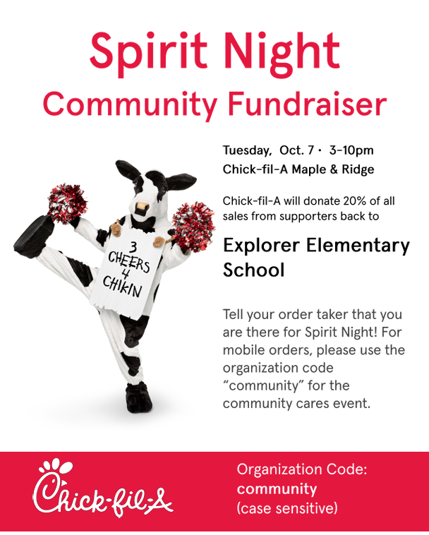Join us tonight for dinner at Chick-fil-A on Maple &amp; Ridge 3:00-10:00 pm.