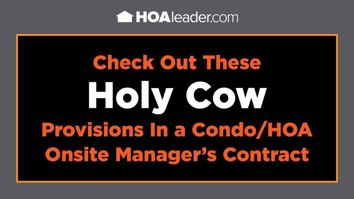 Is it normal for an onsite association manager’s contract to require a unanimous board vote to terminate, guarantee severance upon termination, and continue indefinitely unless ended? Our experts say these provisions deserve closer scrutiny. 

Learn more: ow.ly/9jTb50X6mMb