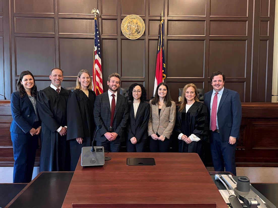 Brooks Pierce proudly congratulates associates Janelle Ariota, Ryan Valerio, and Mae Zeitouni on being sworn in this morning before the North Carolina Court of Appeals.