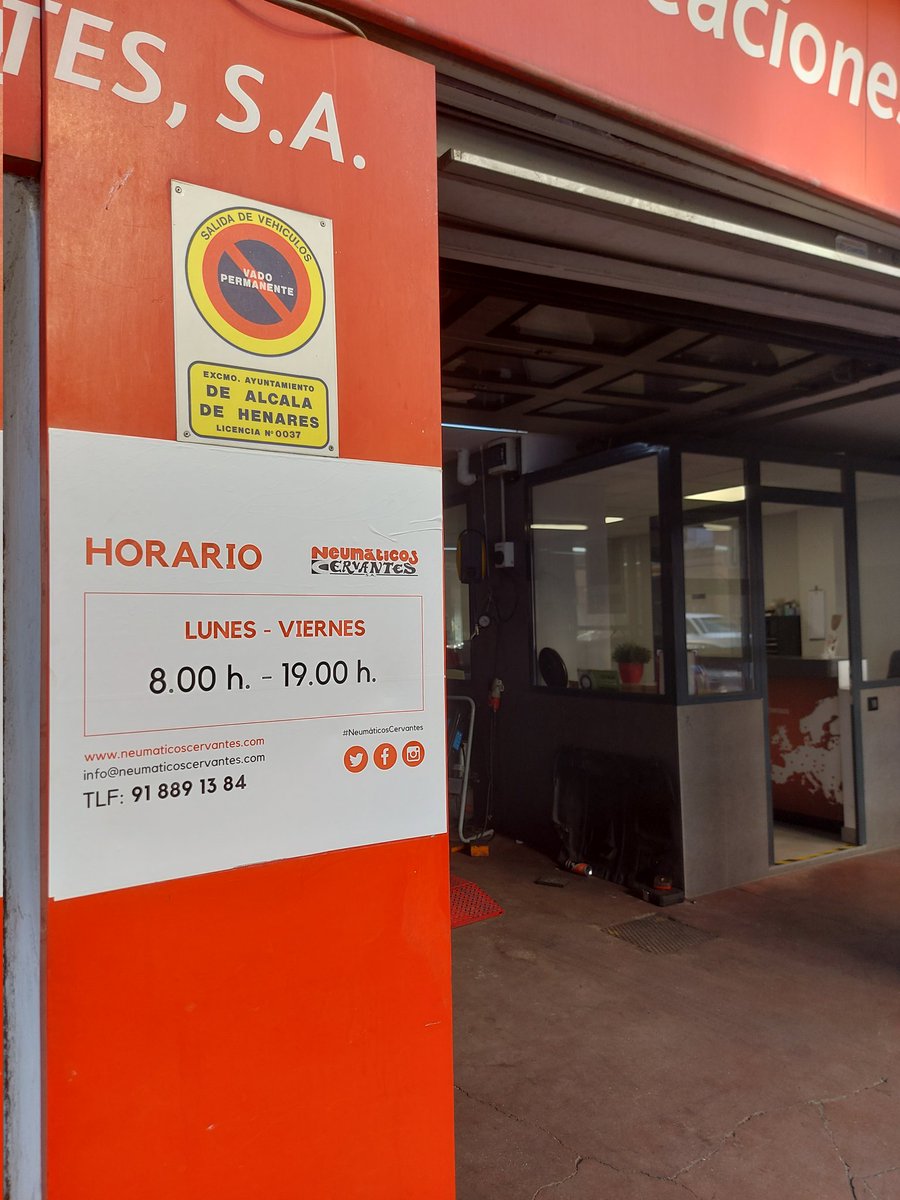 ⏰️ ¿Recuerdas nuestro horario? 🤔

🕜 De lunes a viernes: de 8.00 h. a 19.00 h.

❌️ ¡Los sábados CERRADO!

☎️ 91 889 13 84
📱 630 04 59 54
📧 info@neumaticoscervantes.com

#Taller #Tallerdecoches #NeumaticosCervantes #Mecánicadecoches #Lavadodecoches #AlcaládeHenares
