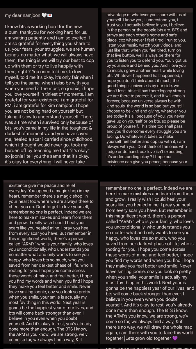 #SweetDreamsNamjoon 
#ArmyExistsForRM
#StillOurReasonToExistRM
#WeLiveSoWeLoveRM
#NeverAloneWithArmy
#MakeTheNightGentle

a letter to joonie 🤍💌 <a href="/BTS_twt/">방탄소년단</a>