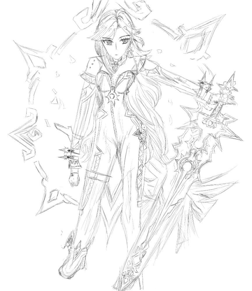 Axe1llan's tweet photo. Just finished a #Mavuika drawing since I got bored 💔💔💔 https://t.co/QvniN5b1hC