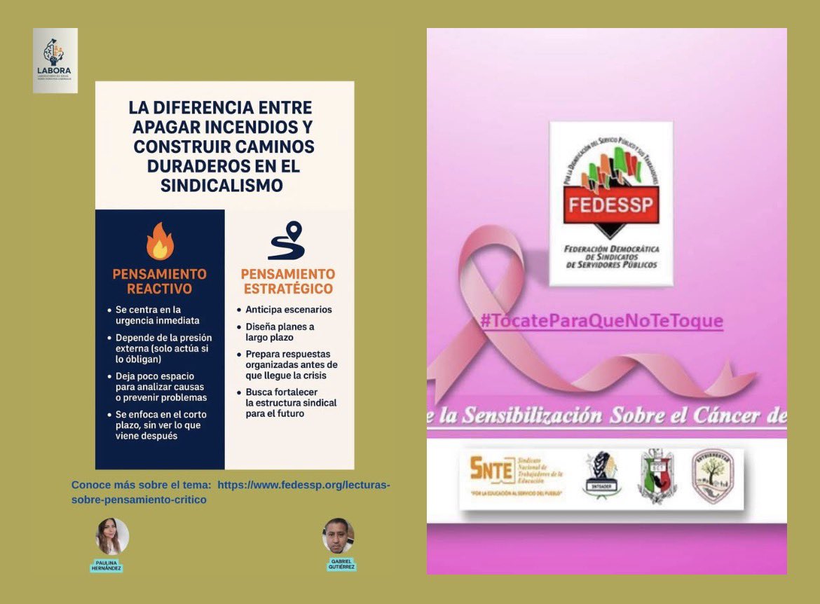 #TomaloEnCuenta
¡Un sindicato que solo apaga incendios sobrevive!
¡Uno que piensa estratégicamente, trasciende!

Conoce más en
👍 fedessp.org/lecturas-sobre…

<a href="/agusaviles1/">Agustín Avilés</a> <a href="/pedrojoseescar3/">pedro jose escarcega delgado</a> <a href="/censntsict/">SNTSICT</a> <a href="/marudavalos29/">Maru Dávalos</a> <a href="/mariogomezgg/">Mario  Gómez</a> <a href="/PaulinaValver17/">Ingrid Paulina</a> <a href="/lalex1975/">◻️L◻️🅰️◻️L◻️E◻️❌◻️</a> <a href="/FelipeGV_CDMX/">Felipe Gonzalez Villegas</a> <a href="/TFCA_mx/">Tribunal Federal de Conciliación y Arbitraje</a>