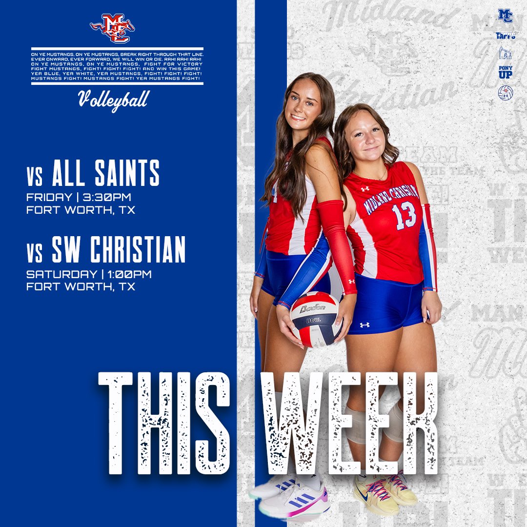 MCSMustangVB's tweet image. Lady Mustangs riding a 5-match streak—locked in and ready to hit the road this weekend

🆚 All Saints Episcopal School
⏰ 3:30pm
🏟️ Ft Worth, TX

🆚 Southwest Christian School
⏰ 1:00pm
🏟️ Ft Worth, TX

⚪️ #PonyUp 🔵