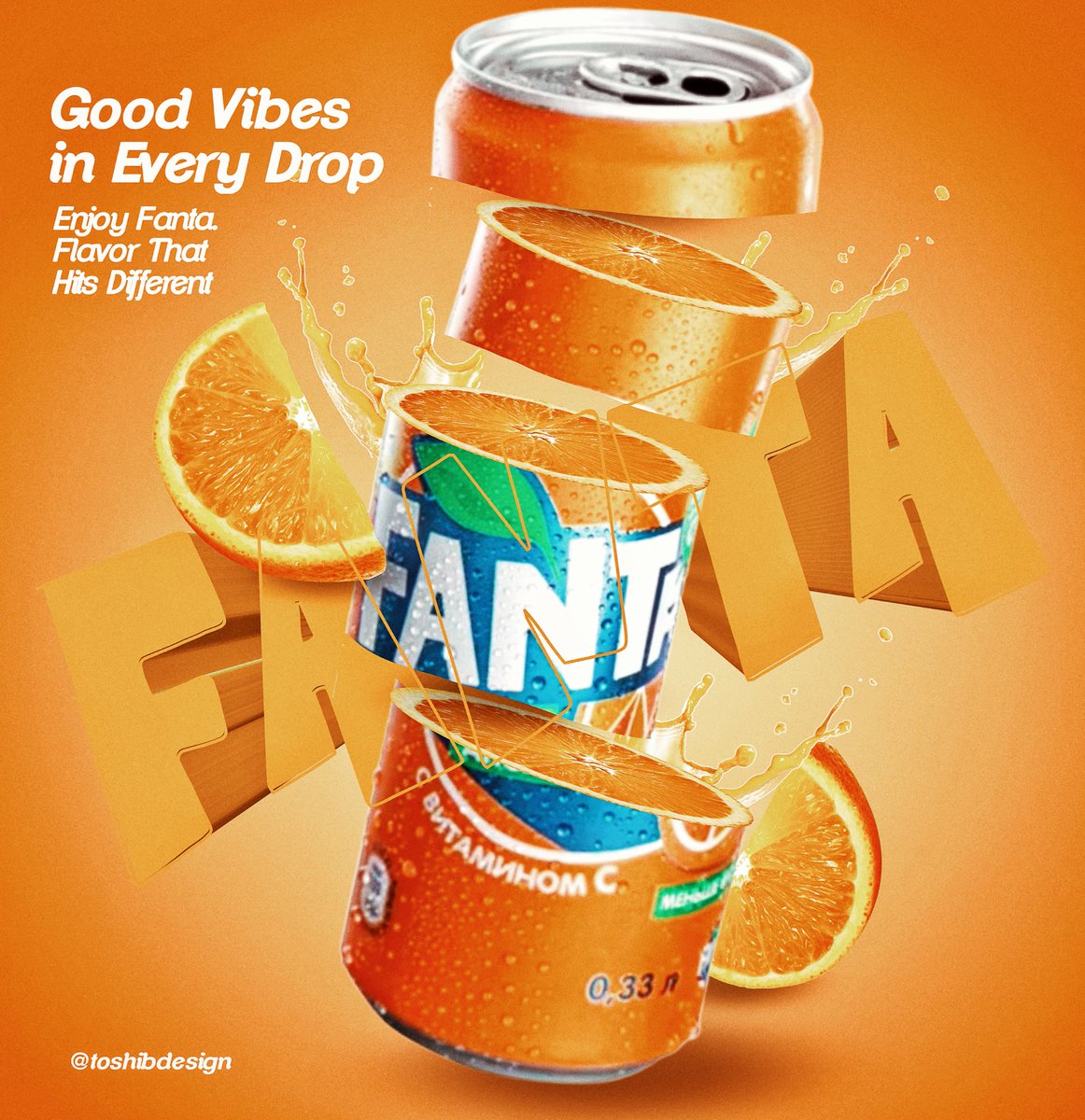 Decided to switch things up 🙂😜  
I wanted this to feel bright and fun just like Fanta  
Played around with the colours and came up with this ad design 
What do you think?👀  

I am a creative graphic designer that helps brand standout with quality visuals - Work with me