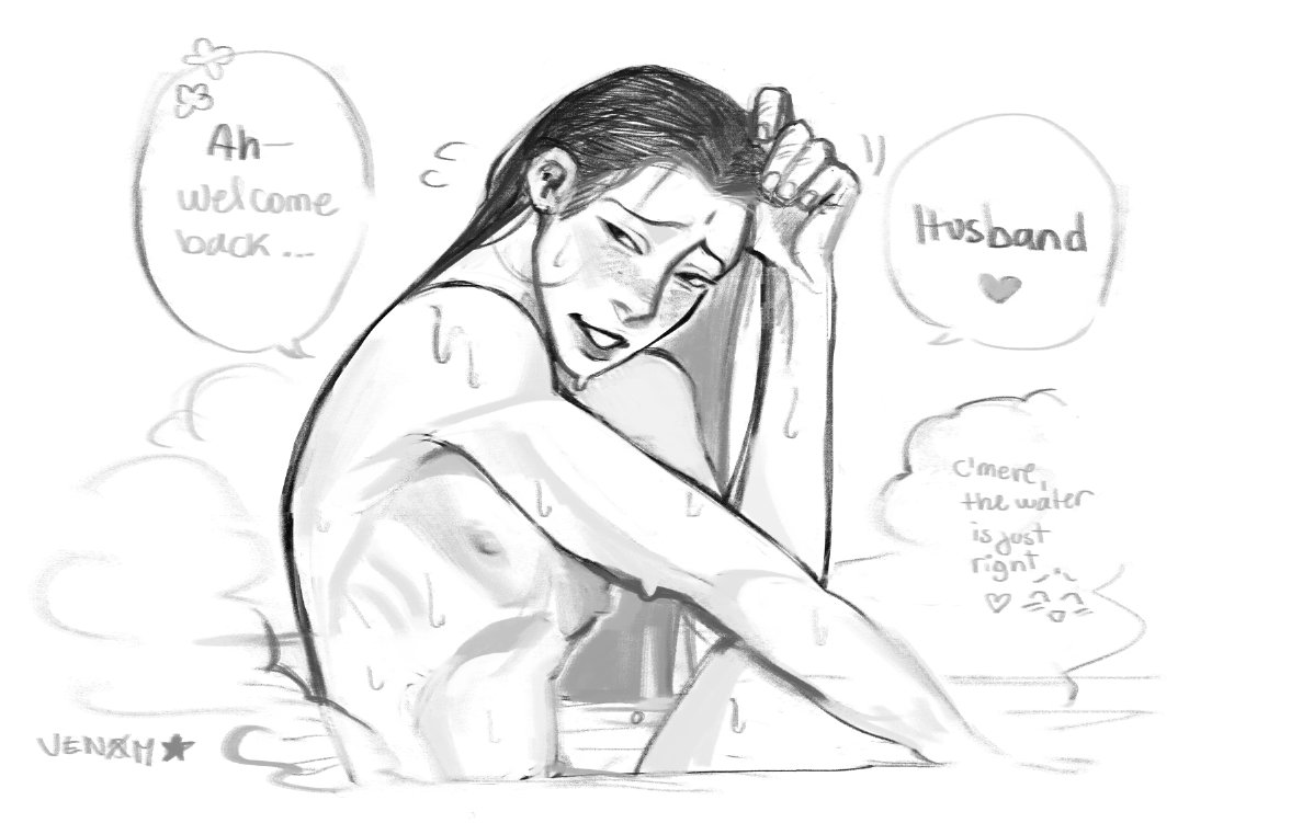 making my own kinktober prompts, this week: darling shizun drawing a bath for him and his hubby but getting in first bcs binghe took too long 🤭

#svsss #bingqiu