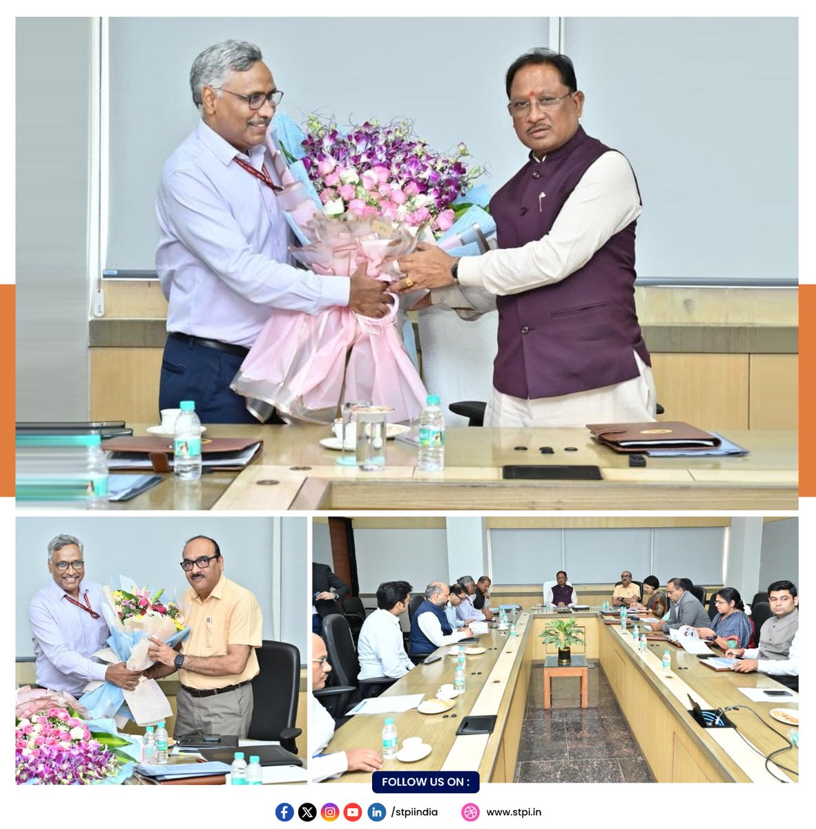 stpiindia's tweet image. Director General, #STPIINDIA, Shri @arvindtw, met today with Hon’ble Chief Minister of Chhattisgarh, Shri @vishnudsai, along with Chief Secretary, Government of Chhattisgarh, Shri Vikas Sheel, and other senior officials. During the meeting, he briefed them on STPI’s ongoing…